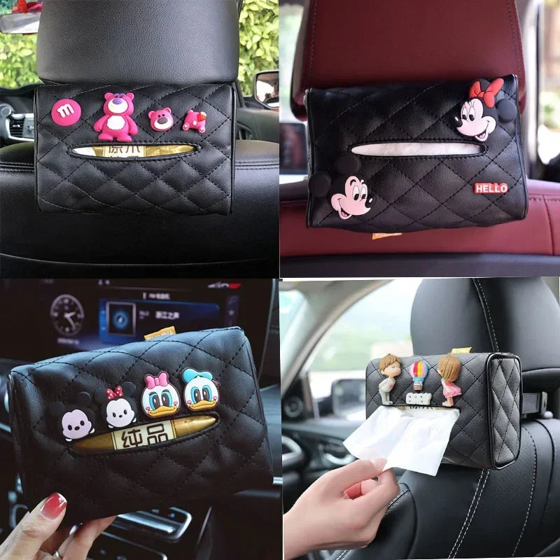 Cartoon Car Tissue Box – Strawberry Bear & Mickey Minnie Visor Holder