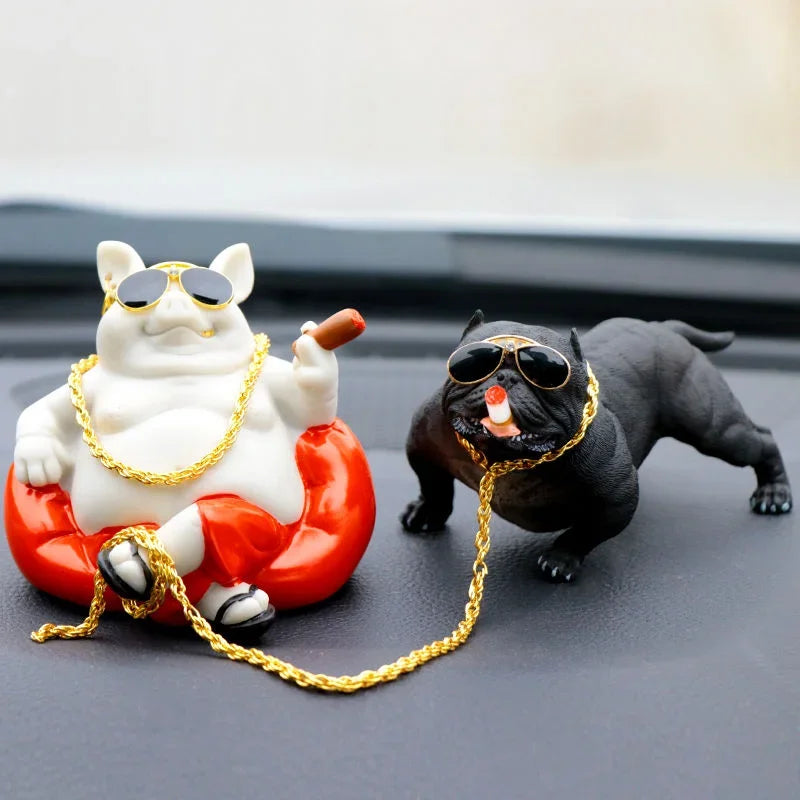 Bulldog Car Ornament – Creative Dog Dashboard Decoration