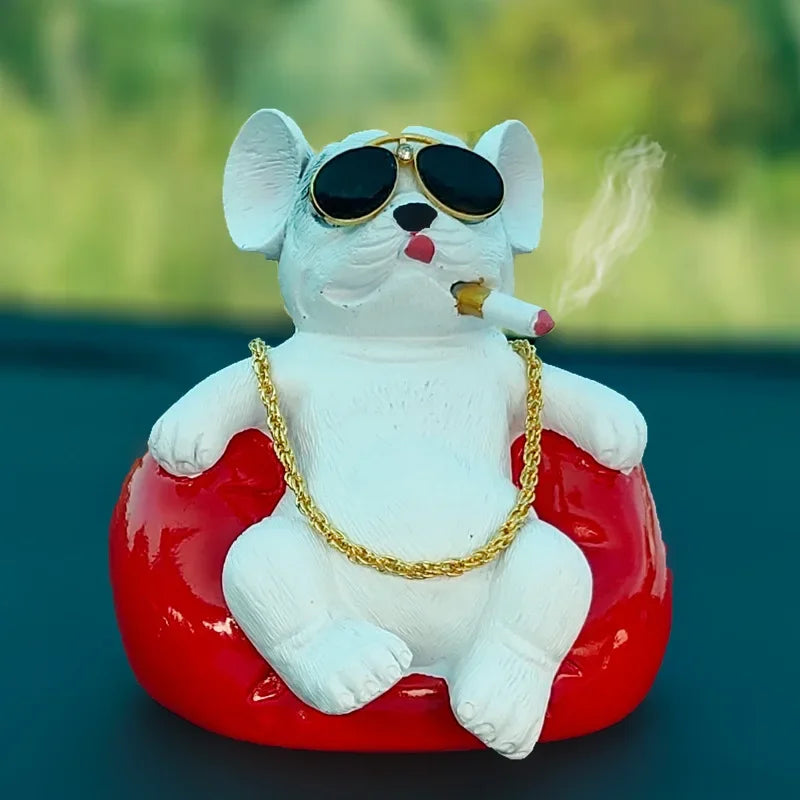 Bulldog Car Ornament – Creative Dog Dashboard Decoration