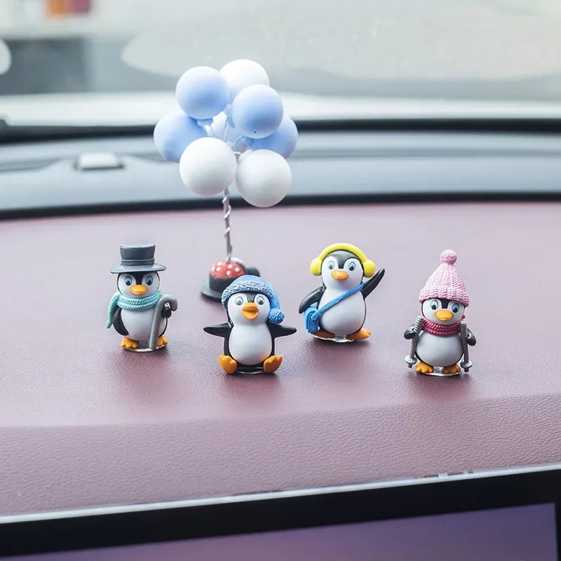Cartoon Penguin Car Ornament – Cute Dashboard Decoration